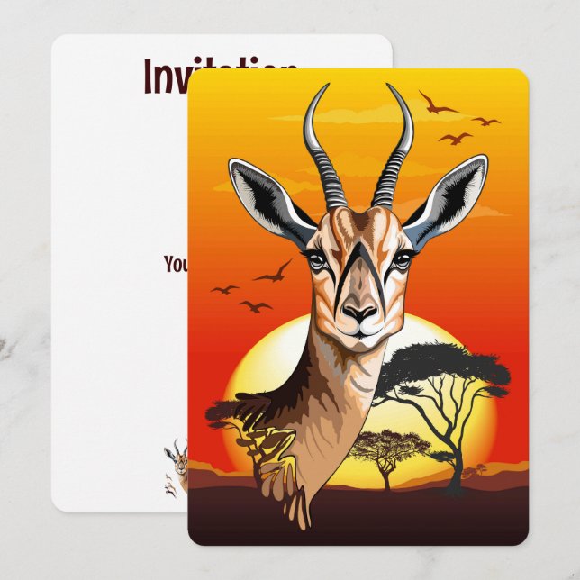 Gazelle African Antelope Wild  Animal Invitation (Front/Back)