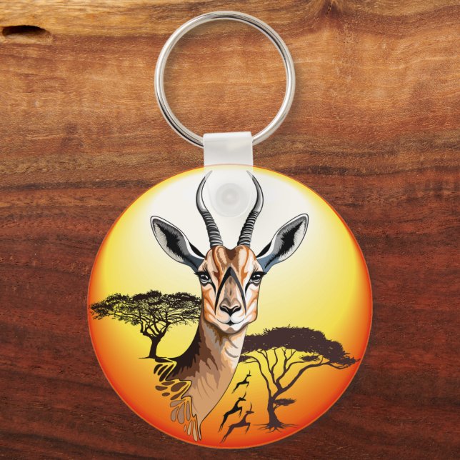 Gazelle African Antelope Wild  Animal Keychain (Front)