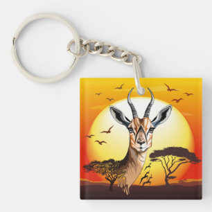 Gazelle African Antelope Wild Animal Keychain