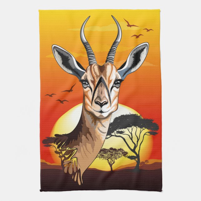 Gazelle African Antelope Wild  Animal Kitchen Towel (Vertical)