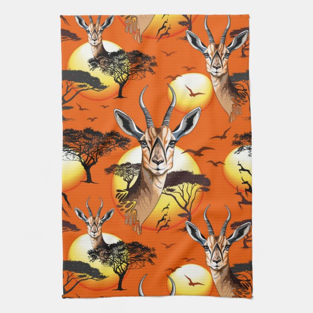 Gazelle African Antelope Wild  Animal Kitchen Towel (Vertical)
