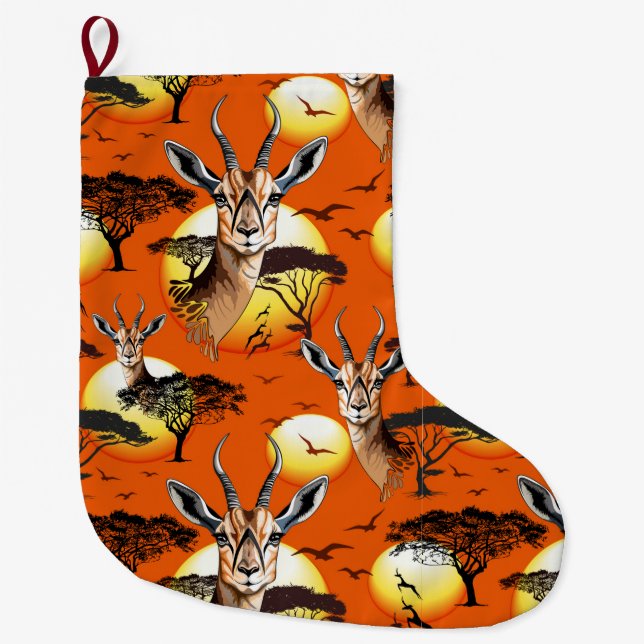Gazelle African Antelope Wild  Animal Large Christmas Stocking (Front)