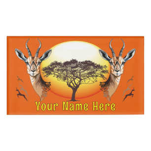 Gazelle African Antelope Wild Animal Name Tag
