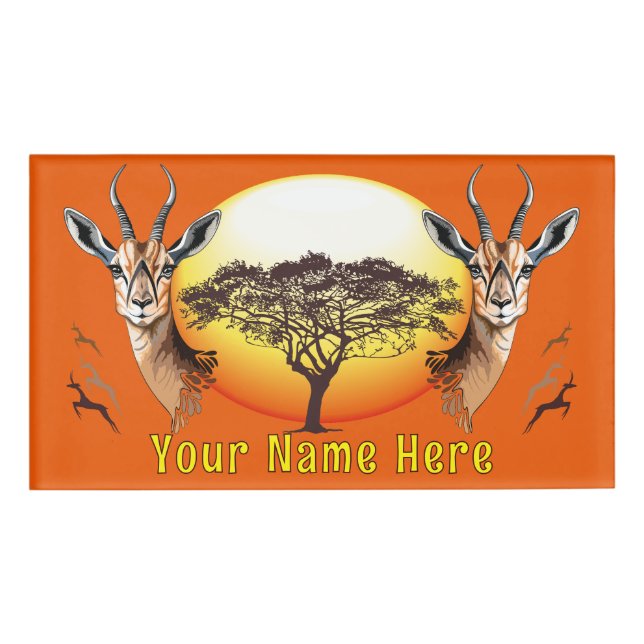Gazelle African Antelope Wild  Animal Name Tag (Front)