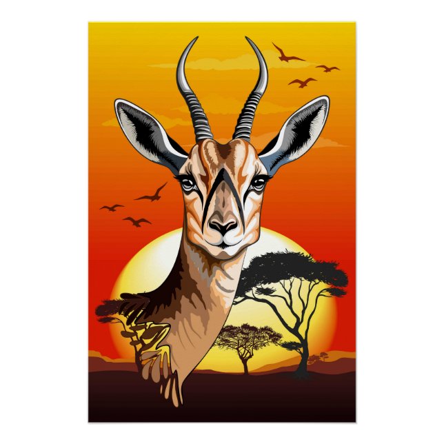 Gazelle African Antelope Wild  Animal Poster (Front)