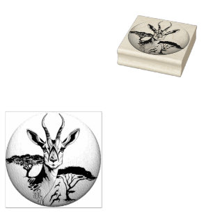 Gazelle African Antelope Wild  Animal Rubber Stamp