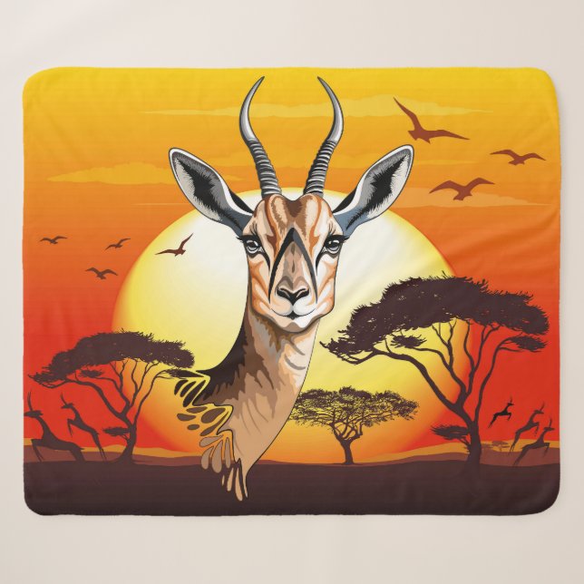 Gazelle African Antelope Wild  Animal Sherpa Blanket (Front (Horizontal))