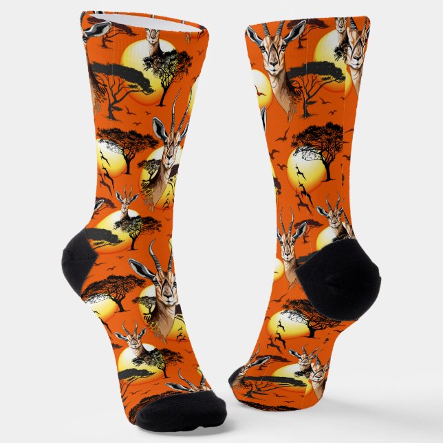 Gazelle African Antelope Wild  Animal Socks (Angled)