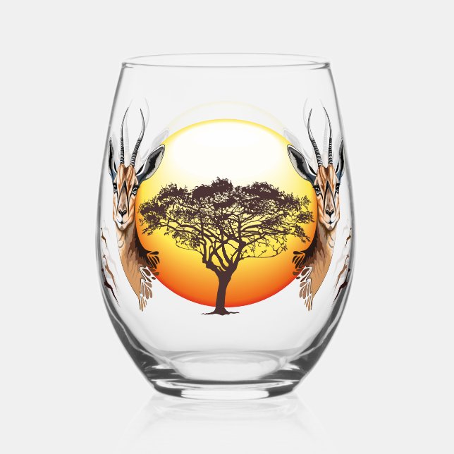 Gazelle African Antelope Wild  Animal Stemless Wine Glass (Front)