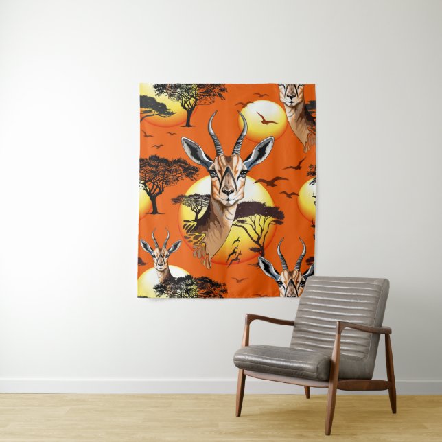 Gazelle African Antelope Wild  Animal Tapestry (In Situ)