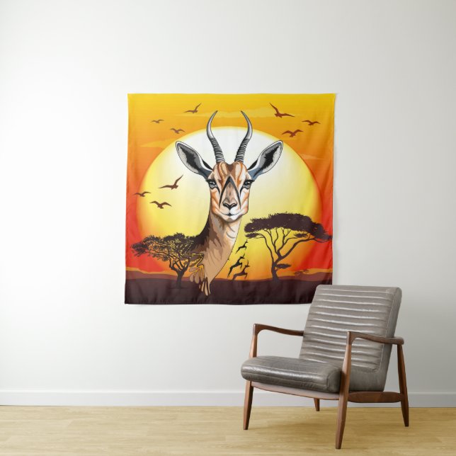 Gazelle African Antelope Wild  Animal Tapestry (In Situ)