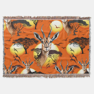 Gazelle African Antelope Wild Animal Throw Blanket