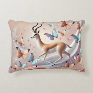 Gazelle and Butterflies Fantasy Art Accent Pillow