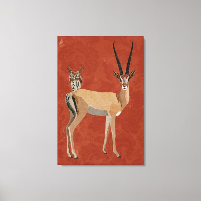 GAZELLE & ANTLER OWL CANVAS PRINT (Front)
