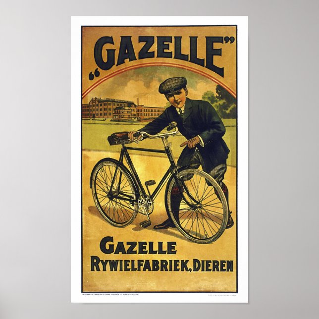 Gazelle Cycles Fine  Vintage Bicycle Poster (Front)