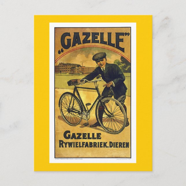 Gazelle Cycles Vintage Bicycle Poster Postcard (Front)
