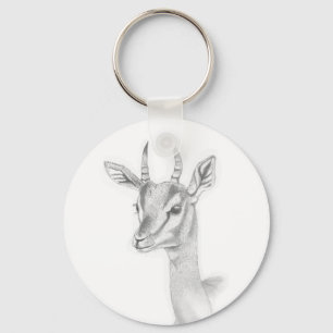 Gazelle Study in pencil Basic Button Key Ring