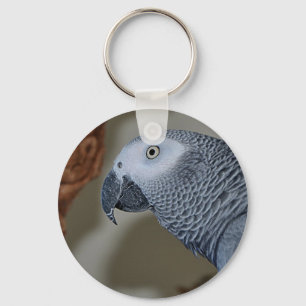 Gazing Congo African Grey Parrot Keychain