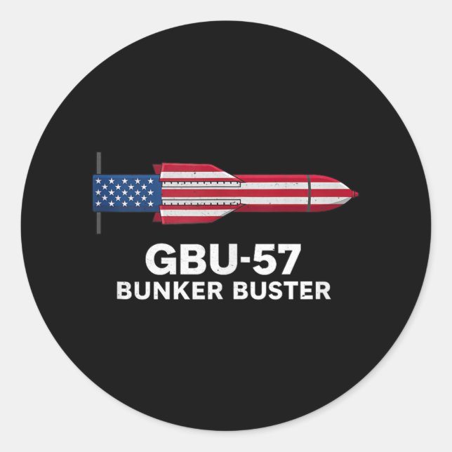 Gbu-57 Bunker Buster American Flag 4th Of July Tan Classic Round Sticker (Front)