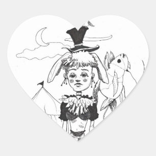 "G'bye My Clown" Heart Shaped Sticker