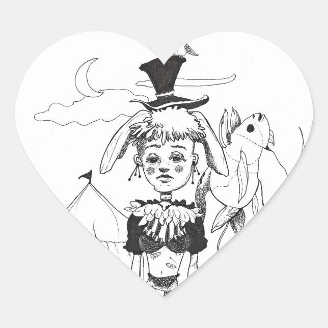 "G'bye My Clown" Heart Shaped Sticker (Front)