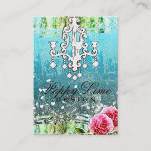 GC Adore Vintage Crystals Turquoise Metallic Business Card