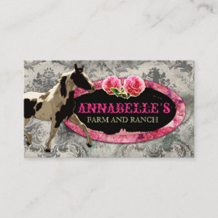 GC   "AnnaBelles" Horse Ranch Black   Vintage Grey Business Card