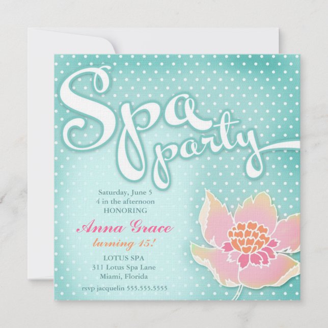 GC Aqua Spa Party Lotus Invitation (Front)