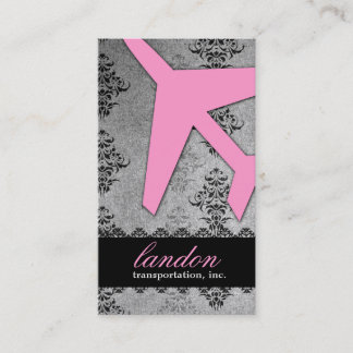 GC | AVIATION TAKE OFF Grey Damask Business Card