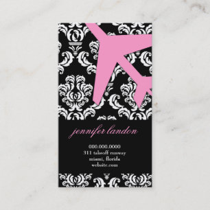 GC   AVIATION TAKE OFF Pink Damask Business Card