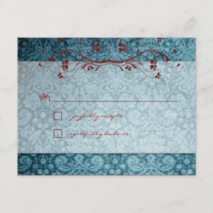 GC   Bejeweled Turquoise & Red RSVP Card