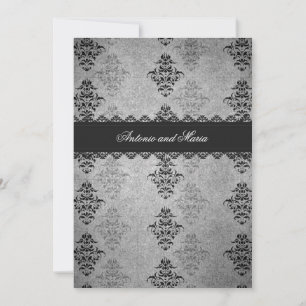 GC Charcoal Grey Vintage Glam Invitation
