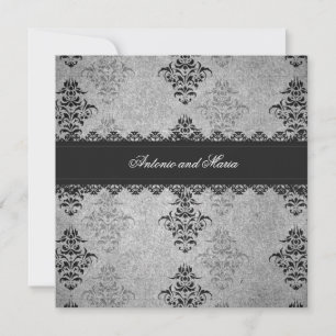 GC Charcoal Grey Vintage Glam Invitation