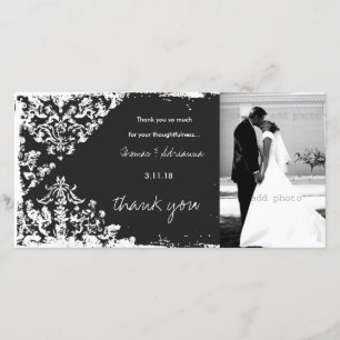 GC   Charcoal Vintage 2 Damask Horizontal Thank U You Card