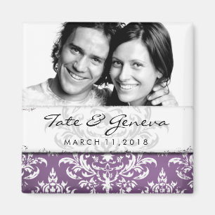 GC   Erika Vintage Damask Save the Date-Eggplant Magnet