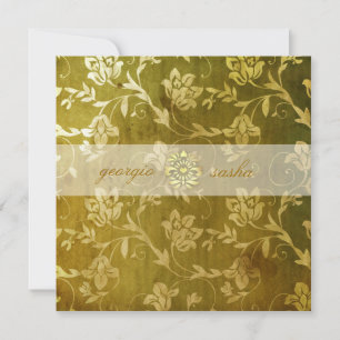 GC   Gorgeous Golden Floral Vintage Invitation