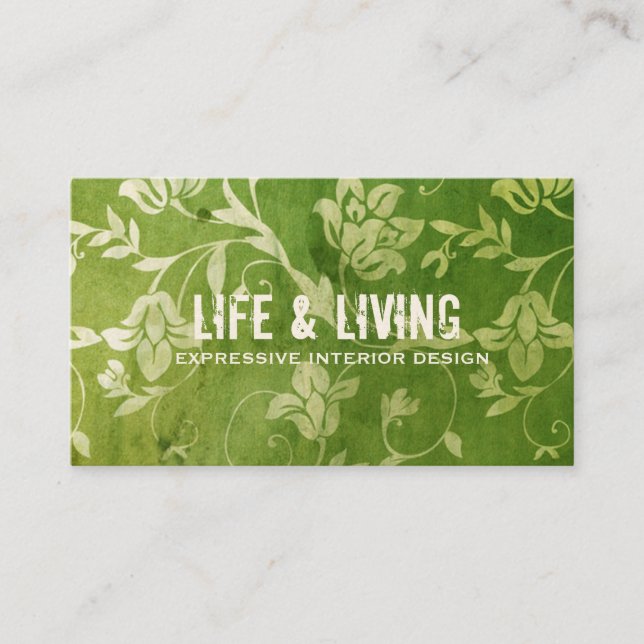 GC | Gorgeous Green Floral Business Card (Front)