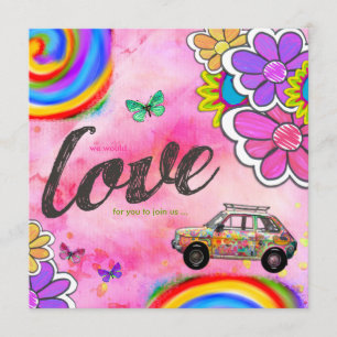 GC   Hippy Tie Dye Invite Pink