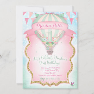 GC Hot Air Balloon First Birthday DRESDEN Invitation