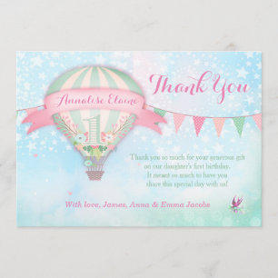 GC Hot Air Balloon First Birthday Thank You Card