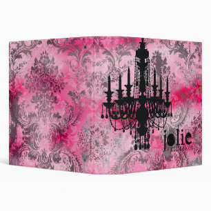 GC Jolie Chandelier Pink Grey Damask Binder