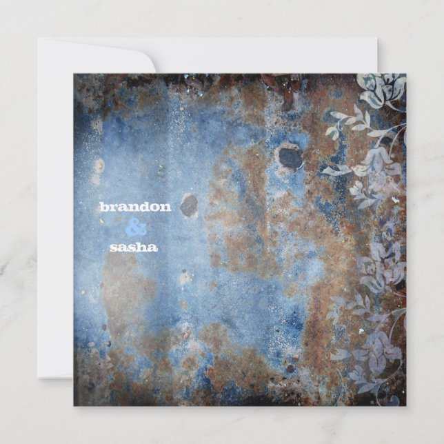 GC | Lusciously Rustic | Blue with Flowers Invitation (Front)