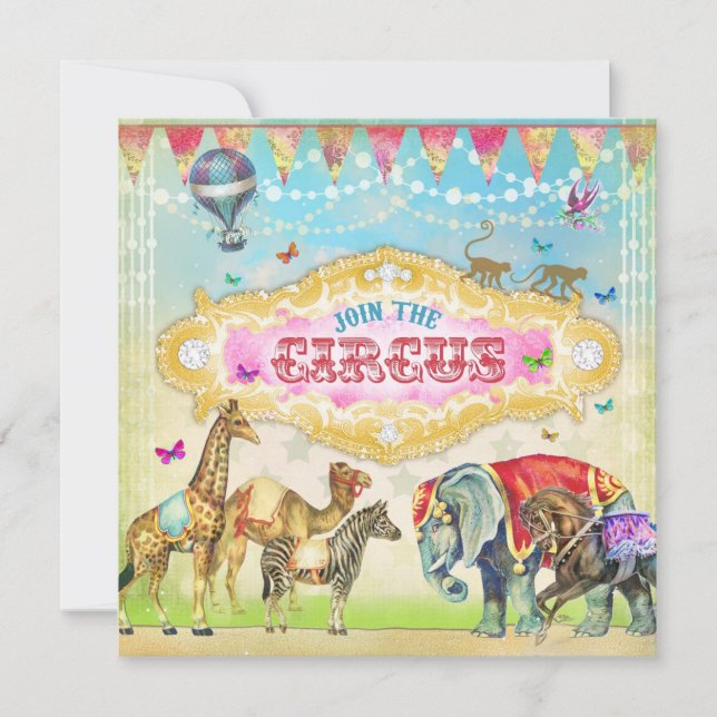 GC Magical Join the Circus Vintage Girl Invite (Front)