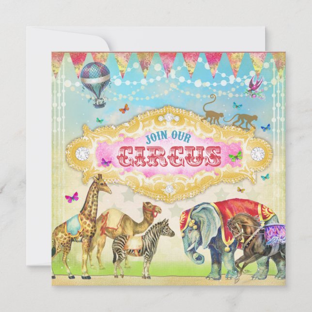 GC Magical Join the Circus Vintage Stripes Invite (Front)