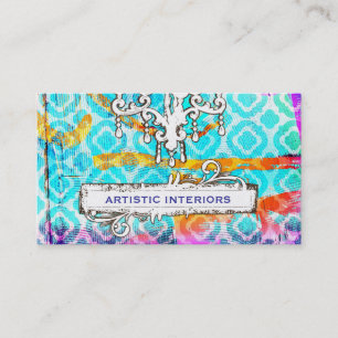 GC Modern Colourful Clover Grunge Wood Business Card