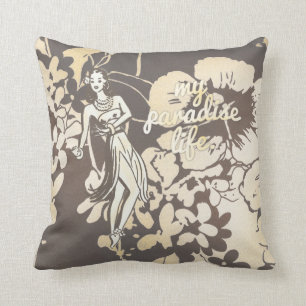 GC My Paradise Life Hawaiian Hula Pinup Throw Pillow