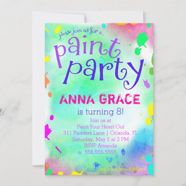 GC Paint Party Birthday Invitation (Front)
