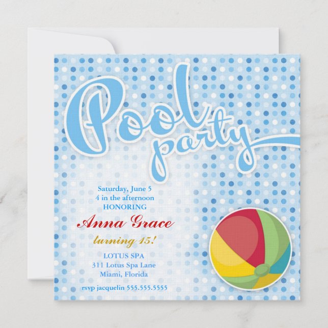 GC Pool Party Beach Ball Invitation (Front)