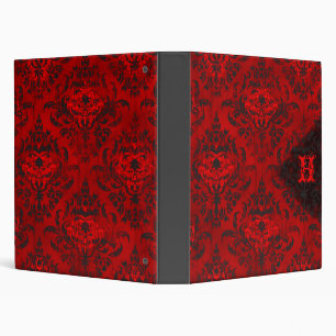 GC   Red Hott Damask Monogram Binder