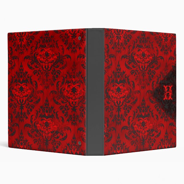 GC | Red Hott Damask Monogram Binder (Background)
